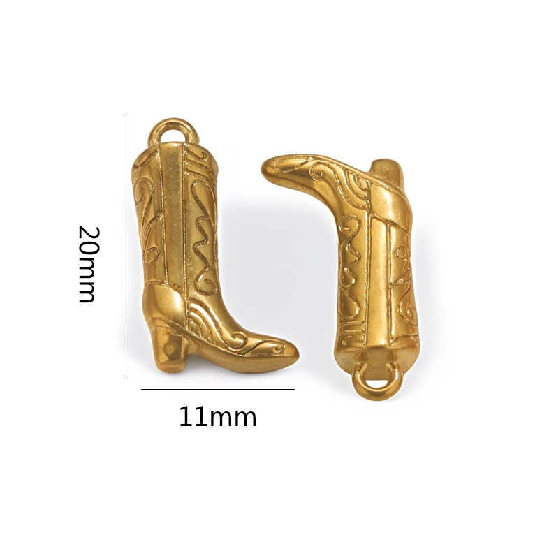 Gold color / 1 Piece Simple Retro Style Boot Shape Stainless Steel  Gold Color Women's Pendant Picture8